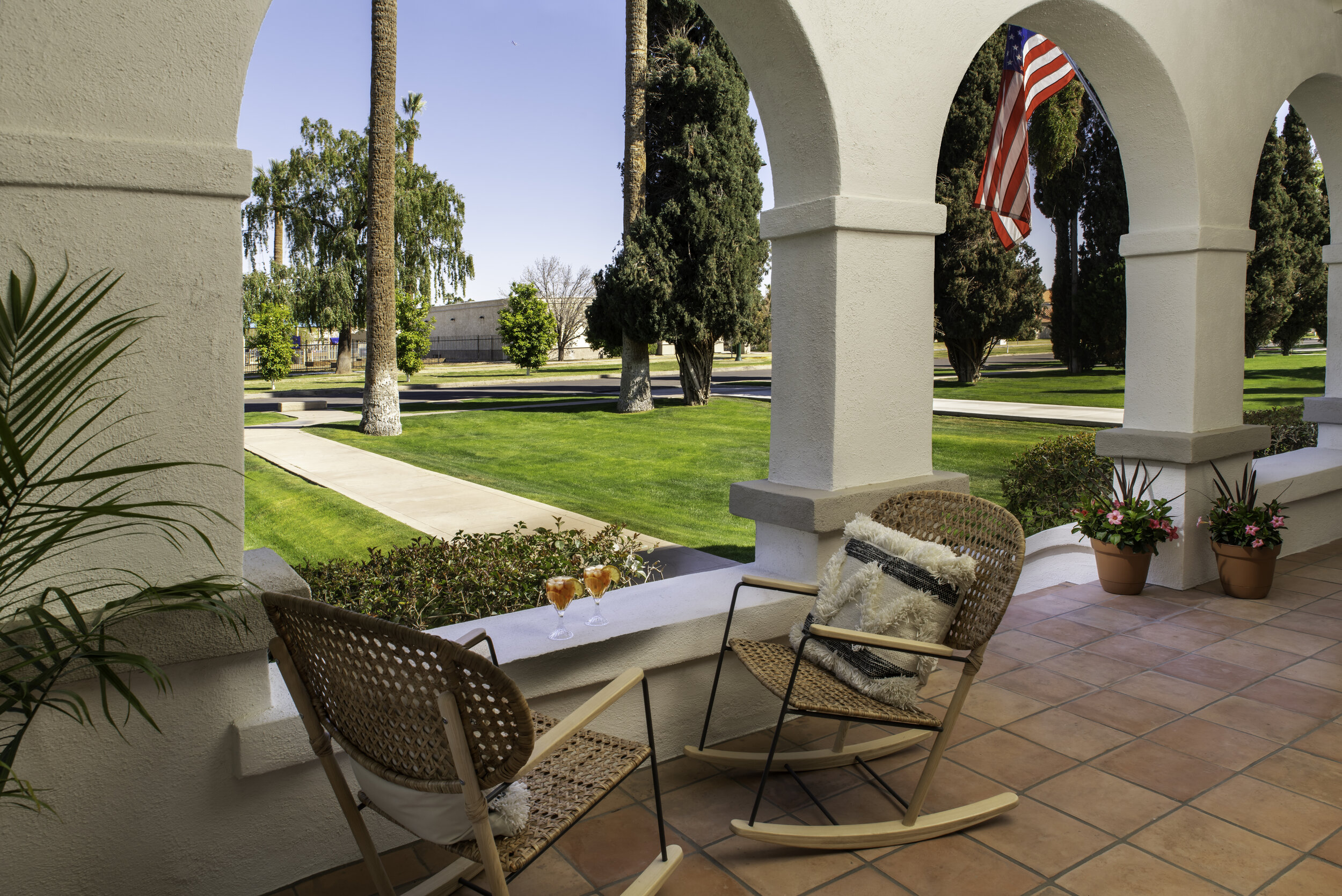 Front patio area of W2ND Historic Inn